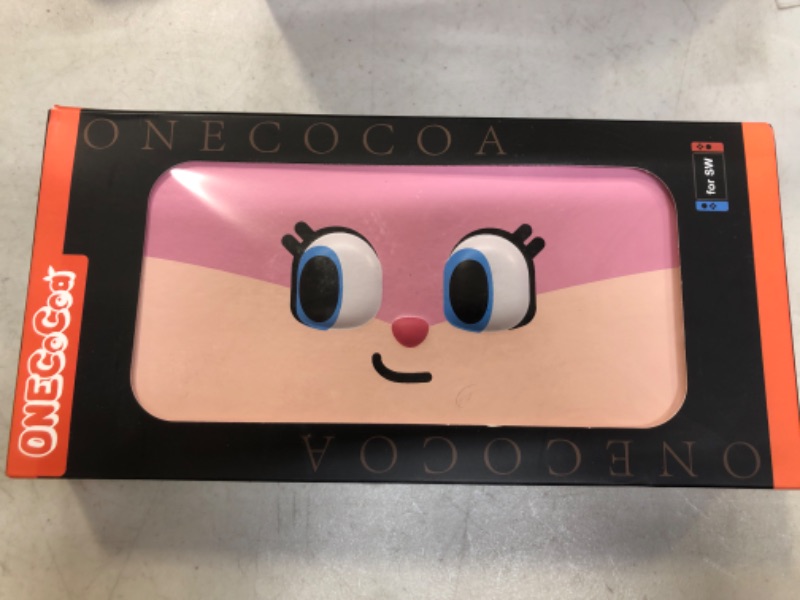Photo 2 of OneCocoa Switch Carrying Case ?Cute Protective Cover Accessories Travel Bag Hard Shell with Thumb Grip Caps Compatible with Nintendo Switch /Switch Oled (Big Eyes Pink)