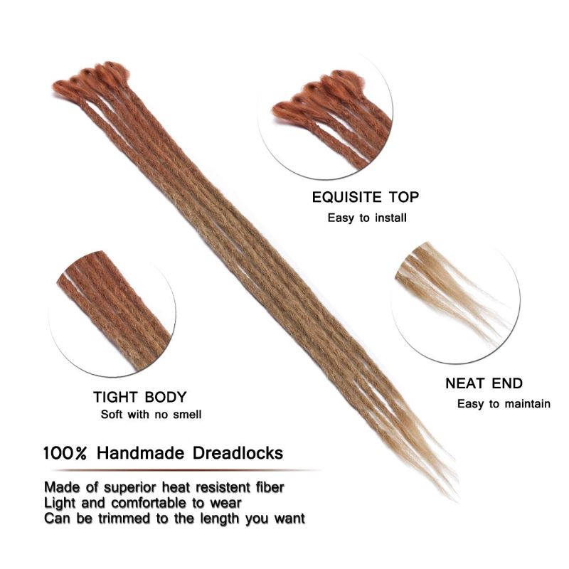 Photo 2 of SEGO 24 Inch Ombre Dreadlock Extensions for Women/Men Bicolor Synthetic Handmade Dread Extension Long Single Ended Hippie Style Reggae Hair 25 Count #Light Auburn to Ash Blonde
