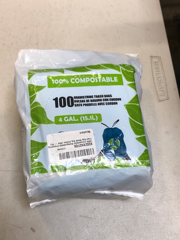 Photo 2 of 100% Compostable Biodegradable Drawstring Trash Bag Waste Bag Kitchen (4Gal - 15L)