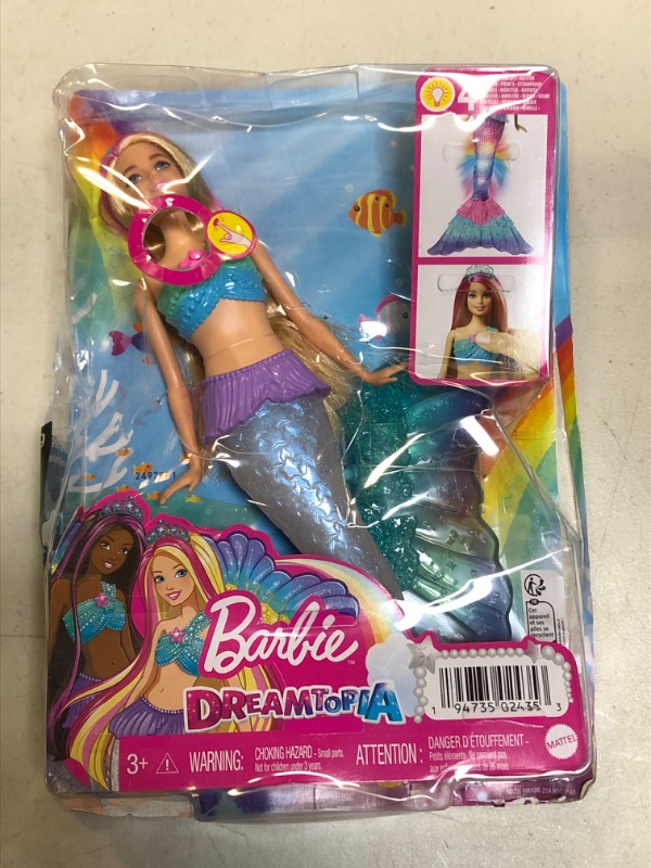 Photo 2 of Barbie Mermaid Doll with Water-Activated Twinkle Light-Up Tail, Dreamtopia Mermaid Toys, Pink-Streaked Hair????