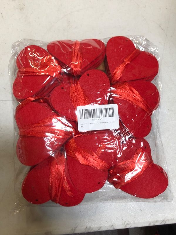 Photo 3 of 91 Pcs Red Rose Heart Felt Garland - DIY No Assemble - Valentines Day Red Heart Hanging String Garland - Valentines Day Decor - Valentine Decorations for Wedding Anniversary Birthday Party Supplies