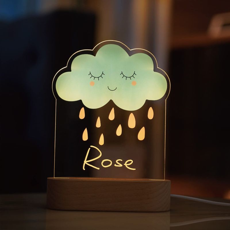 Photo 1 of OmiBrite Cute Night Light, Best Gift for Kids, DIY Raindrop Cute Night Lamp, Creative Kids Bedroom Bedside Lamp Decoration Gift for Girls Boys (Wood Base)
