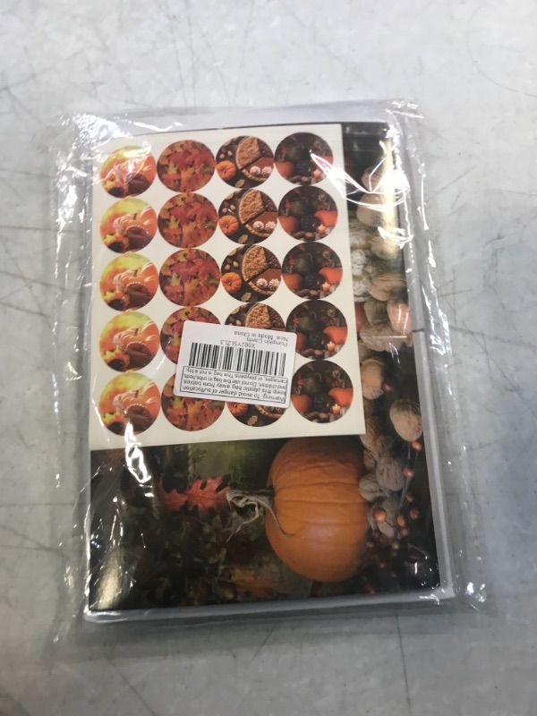 Photo 2 of Thanksgiving Cards Assorted Gold Foil Pumpkin Leaves Greeting Note Card 16 Pack with Envelopes and Stickers