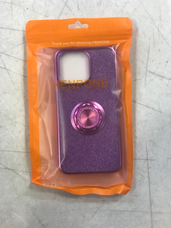 Photo 2 of Henpone Glitter Phone Case for iPhone 13 Pro case with Ring Stand [Bumper Diamond] [TPU Shockproof] 13 pro iPhone case for Women Girls 6.1 Inch - Bling Purple iPhone 13 Pro 6.1 Purple