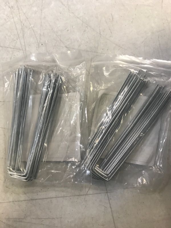Photo 1 of 2PACKS OF Garden Stakes Metal Stakes for Gardening, Landscape Staples x15, Garden Staples 6 Inch Galvanized, Fence Stakes Heavy Duty Ground Stakes, Landscape Fabric Pins Yard Stakes Tent Stakes Landscaping Lawn