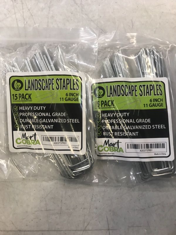 Photo 2 of 2PACKS OF Garden Stakes Metal Stakes for Gardening, Landscape Staples x15, Garden Staples 6 Inch Galvanized, Fence Stakes Heavy Duty Ground Stakes, Landscape Fabric Pins Yard Stakes Tent Stakes Landscaping Lawn