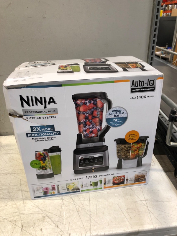 Photo 2 of Ninja BN801 Professional Plus Kitchen System, 1400 WP, 5 Functions for Smoothies, Chopping, Dough & More with Auto IQ, 72-oz.* Blender Pitcher, 64-oz. Processor Bowl, (2) 24-oz. To-Go Cups, Grey (2) 24-oz. Single-Serve Cups + 72-oz. Pitcher