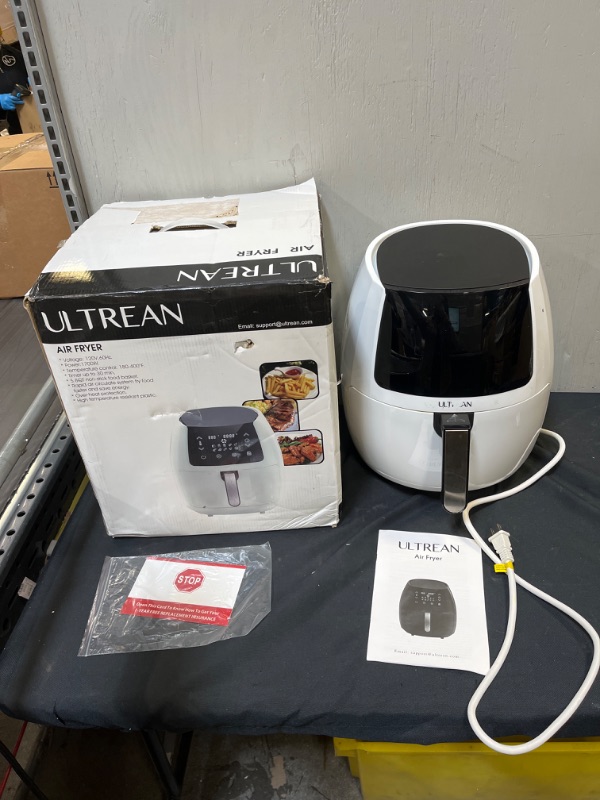 Photo 2 of Ultrean 5.8 Quart Air Fryer, Electric Hot Air Fryers Cooker with 10 Presets, Digital LCD Touch Screen, Nonstick Basket, 1700W, UL Listed (White) - ++DAMAGE : SHOWNN IN PICTURES++
