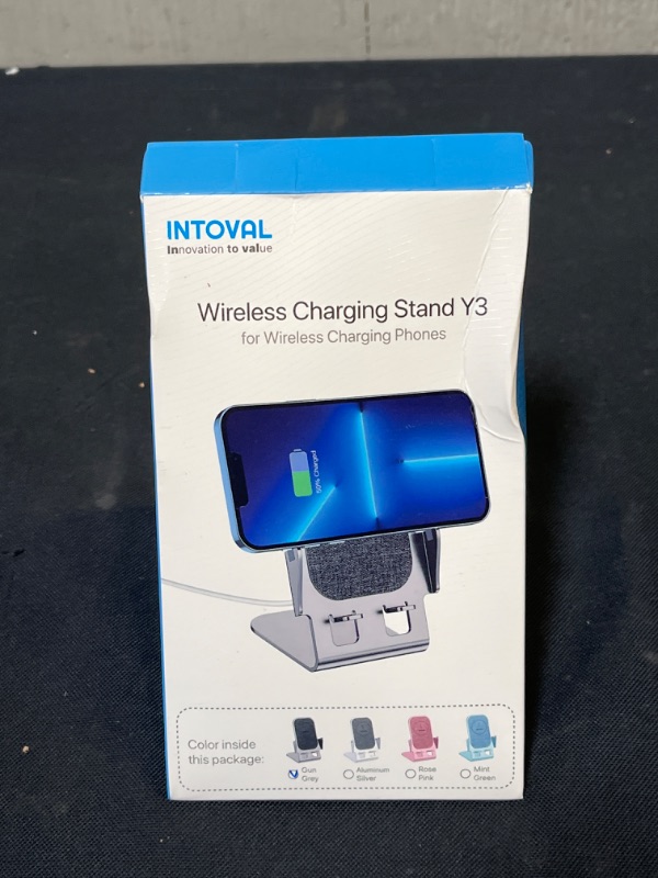 Photo 2 of Intoval Fast Wireless Charger Stand, for iPhone 14/14 Pro/14 Pro Max/13/12/SE/11/XS/XR/X Samsung Galaxy S22/S21/S20/S10/S9/S8/Note 20 Ultra/10/9 and Other Wireless Charging Phones(Y3,Grey)- ++FACTORY SEALED++/++UNABLE TO TEST ITEM++