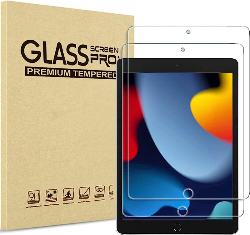 Photo 1 of ProCase 2 Pack iPad 10.2 9th Generation 2021/ 8th 2020/ 7th 2019 Screen Protector, Tempered Glass Screen Film Guard for iPad 10.2" 9th(A2602/A2603)/ 8th(A2270/A2428)/ 7th (A2197/A2198/A2200) -Clear
