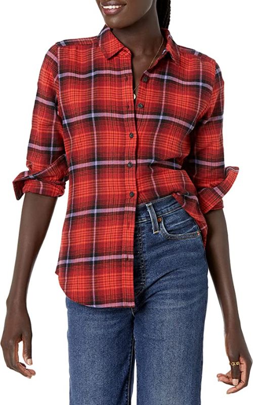 Photo 1 of Goodthreads Women's Brushed Flannel Drop-Shoulder Long-Sleeve Shirt - XL -