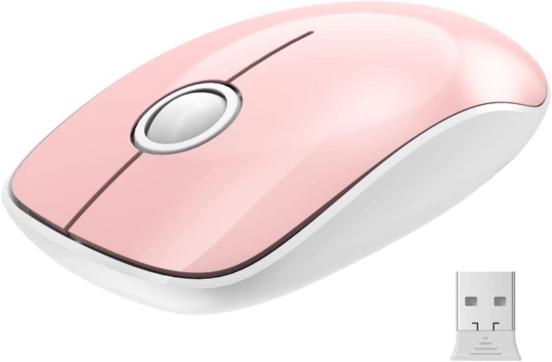 Photo 1 of Slim Wireless Mouse for Laptop, 2.4G Portable USB Cordless Computer Mouse with Simplified 3 Buttons, Adjustable DPI for Notebook, Mac, PC, Laptop, Pink