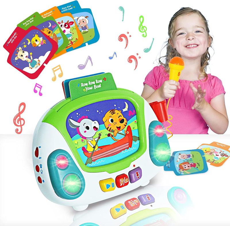 Photo 1 of HISTOYE Musical Toys for Toddlers Karaoke Machine Kid Jukebox Toddler Karaoke Microphone Toy Music Player with Recording Voice Changing Singing Toys Age 1 2 3 4 5 Year Old Girls Boy Best Gifts
