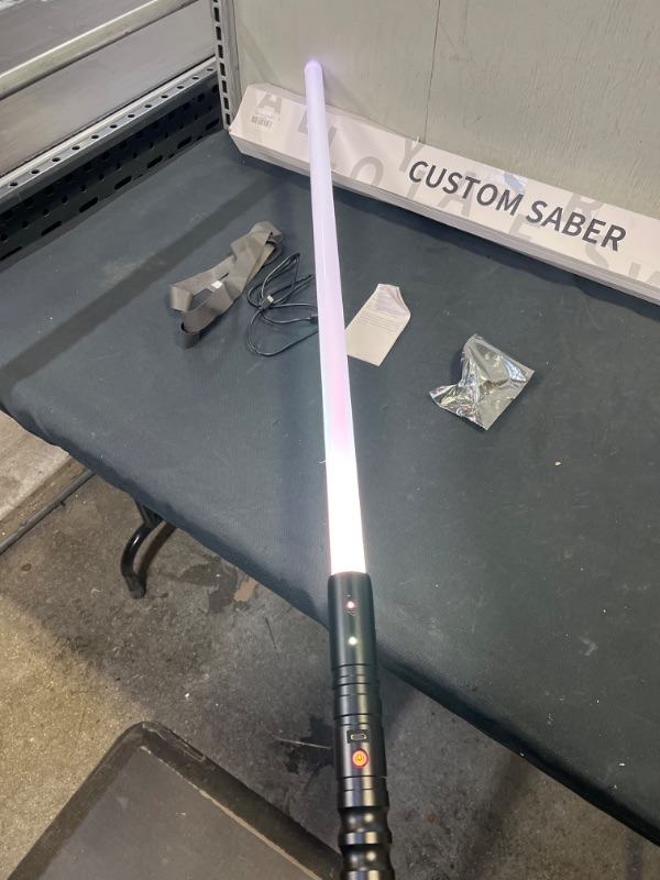 Photo 4 of CVCBSER FX Dueling Lightsaber RGB 12 Colors Changeable Premium Aluminium Alloy Hilt Light Saber with 9 Mode Sound Force Lightsaber Toys (Black)