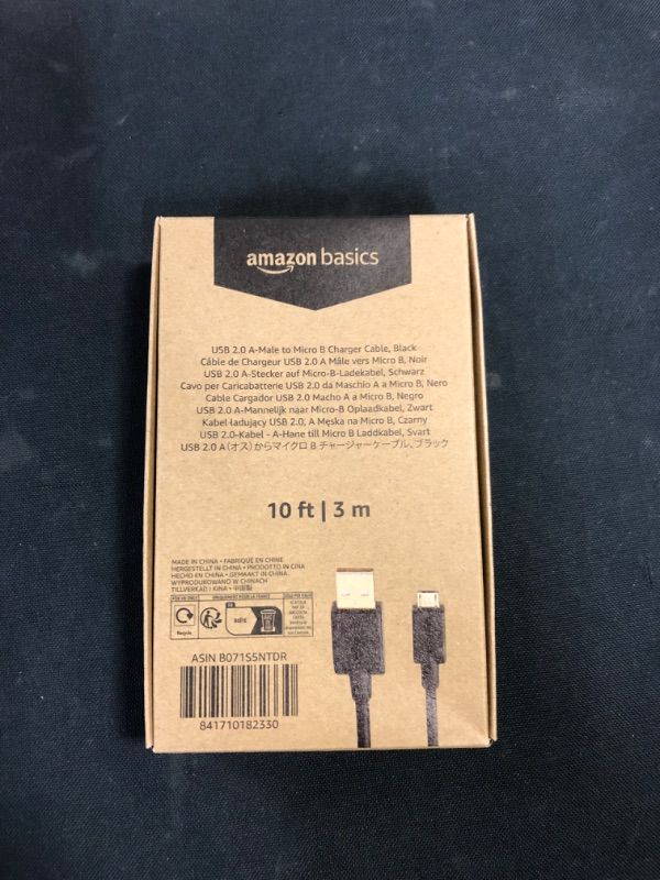 Photo 2 of Amazon Basics USB 2.0 A-Male to Micro B Cable, 10 feet, Black