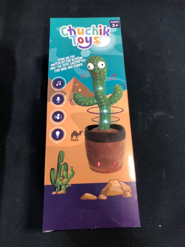 Photo 2 of Chuchik Dancing Talking Cactus Toy for Babies – 60 Songs the Singing Cactus Toy with 3 Changeable Outfits – Plush Wiggle Dancing Talking Repeating Mimicking Cactus Toy with Glowing LED Lights (1 Pack)