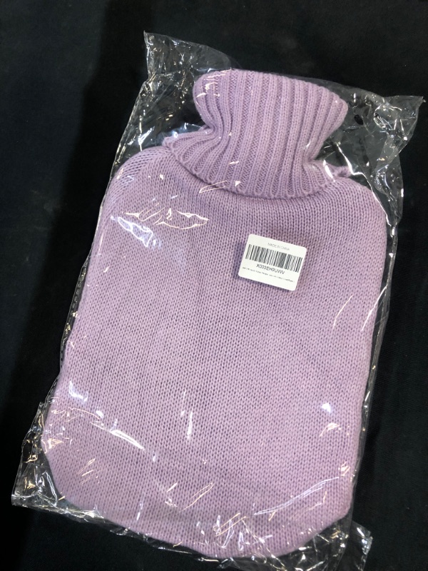 Photo 2 of BAYUTE Classic Rubber Transparent Hot Water Bottle 2L High Density with Knitted Cover (Purple)