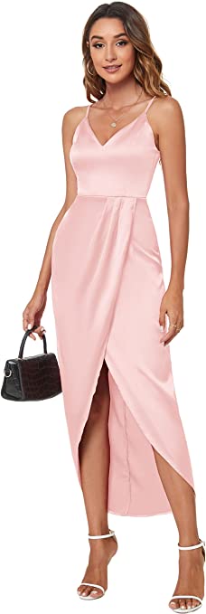 Photo 1 of Aigeman Women's Sleeveless Spaghetti Straps Sexy Backless Maxi Dress Wedding Guest Cocktail Party Dresses 7291SMALL 
