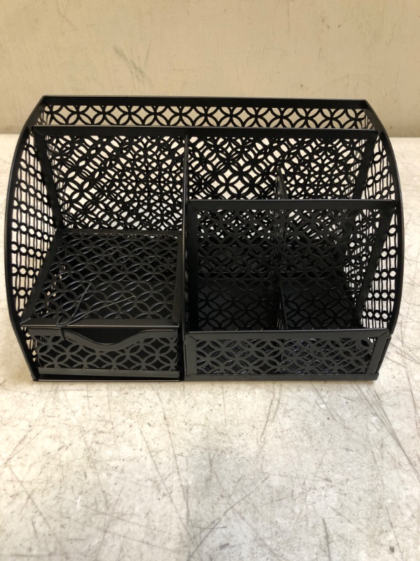 Photo 1 of Annova Mesh Desk Organizer Office with 7 Compartments + Drawer/Desk Tidy Candy/Pen Holder/Multifunctional Organizer - Black