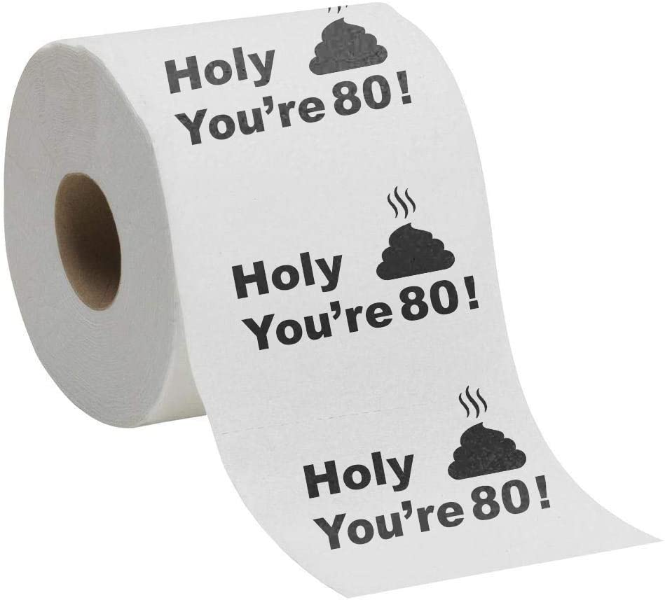Photo 1 of 80th Birthday Decorations Toilet Paper for Men & Women - Funny Design Novelty Great Hilarious Gag Laugh – Eco-Friendly, Ultra Soft & Comfortable – Perfect for Birthday Christmas & Party Supplies  -- FACTORY SEALED --
