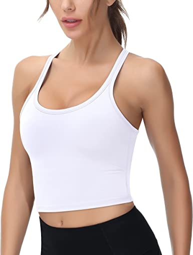 Photo 1 of Crop Tops for Women Cropped Tank Tops for Women Racerback Tank Tops with Built in Bras Workout Tank Tops  GREEN SIZE XXL