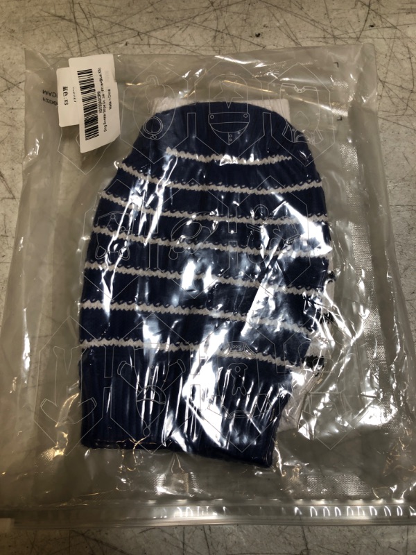 Photo 1 of Dog Sweater Stripe 2 Pack Dog Turtleneck Sweaters Knitted Pet Sweater Soft Warm Vest Knitwear Dog Clothes Suit for Fall Winter Cold Weather (White+Blue,XS)
