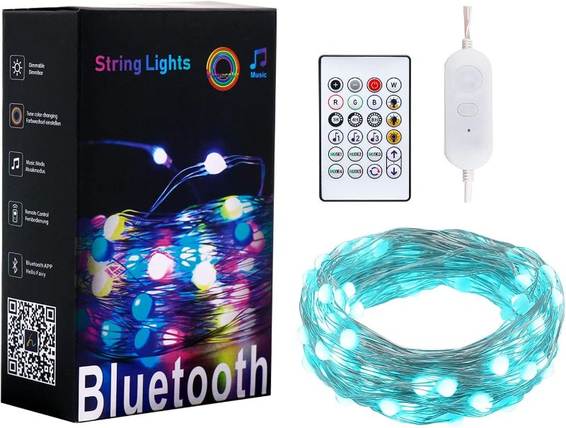 Photo 1 of LED Fairy Lights, USB Powered Twinkle Lights with Remote & APP Controlled RGB 33FT 100LED Waterproof Hanging Lights for Bedroom, Indoor String Light Teen Girl Gifts  -- FACTORY SEALED --
