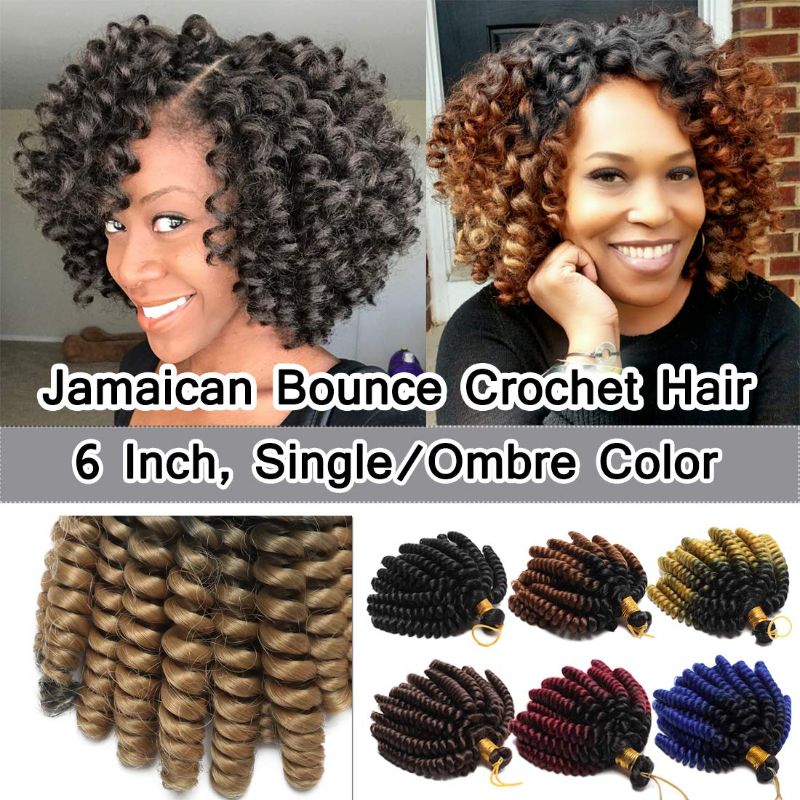 Photo 1 of SEGO Jamaican Bounce Crochet Hair Jumpy Wand Curl Short Curly Jamaican Crochet Braids Synthetic Crochet Braiding Hair Extensions Ombre Twist Braid Hair --Black to Sandy Blonde 3 Bundle 6 Inch
