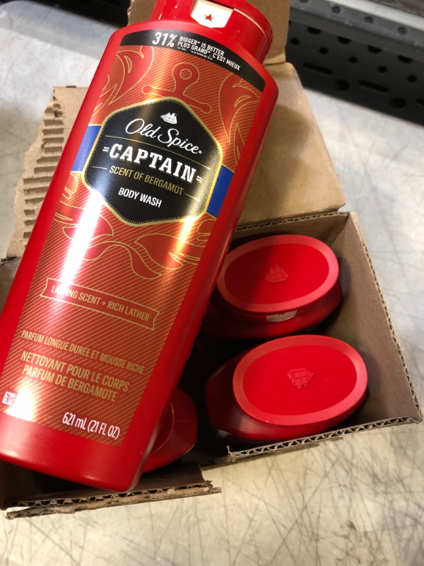 Photo 2 of 4 COUNT Old Spice Red Collection Body Wash for Men Captain Scent 21 Fl Oz