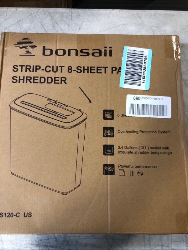 Photo 6 of Bonsaii Paper Shredder for Home, 8-Sheet StripCut CD and Credit Card Paper Shredder for Home Office Use, Shredder Machine with Overheat and Overload Protection, 3.4 Gallons Wastebasket,Black (S120-C) S120-8 Sheet-Strip Cut