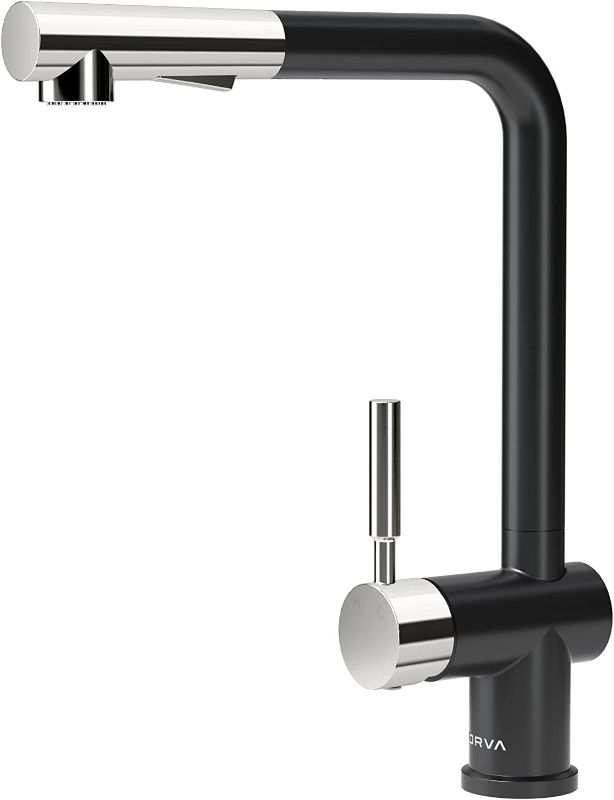 Photo 1 of TORVA Black Pull Down Kitchen Faucets, Stainless Steel Kitchen Sink Faucet with Pull Out Sprayer Single Handle with Deck Plate, Matte Black
