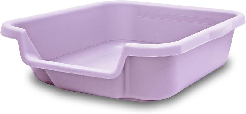Photo 1 of Cat Litter Box, Small Size, Storybook Lavender Color, Durable & Pet Safe Kitty Litter Box, Indoor Open Top Entry Cat Litter Box, Comfortable for Cats, Easy to Handle & Clean
