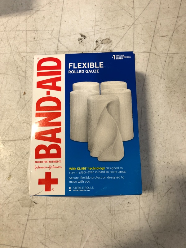 Photo 2 of Band-Aid Brand of First Aid Products Flexible Rolled Gauze Dressing for Minor Wound Care, Soft Padding and Instant Absorption, Sterile Kling Rolls, 4 Inches by 2.1 Yards, Value Pack, 5 ct