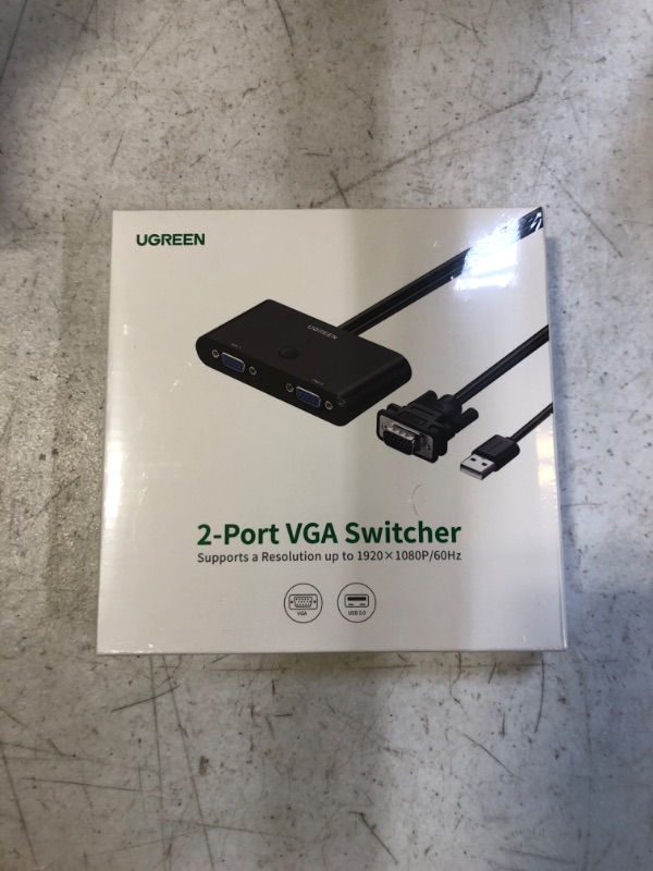 Photo 2 of UGREEN VGA 2 in 1 Out Switch 2 Port Audio Video Switcher Box with Manual Switch Button Support 1920x1080P@60Hz for PC TV Monitor