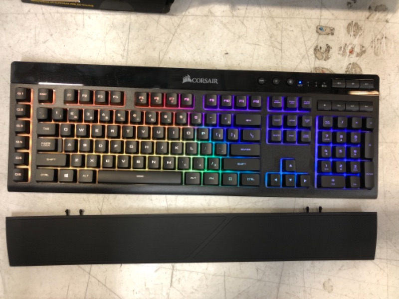 Photo 2 of CORSAIR K57 RGB Wireless Gaming Keyboard - <1ms response time with Slipstream Wireless - Connect with USB dongle, Bluetooth or wired - Individually Backlit RGB Keys, Black
