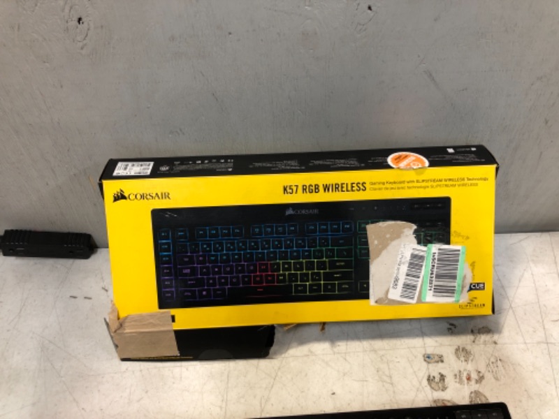 Photo 3 of CORSAIR K57 RGB Wireless Gaming Keyboard - <1ms response time with Slipstream Wireless - Connect with USB dongle, Bluetooth or wired - Individually Backlit RGB Keys, Black
