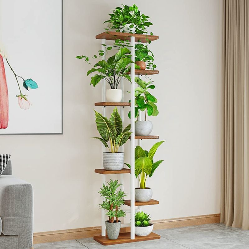 Photo 1 of QLFJ-FurDec Plant Stand, Multiple Indoor Plant Shelves Holder, Multi-Tiered Corner Flower Pot Organizer Rack for Living Room Balcony Garden Office Outdoor (7 Tier 8 Potted)
