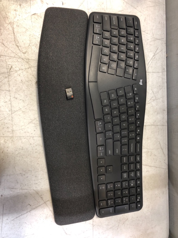 Photo 2 of Logitech ERGO K860 Wireless Ergonomic Keyboard - Split Keyboard, Wrist Rest, Natural Typing, Stain-Resistant Fabric, Bluetooth and USB Connectivity, Compatible with Windows/Mac Keyboard Only