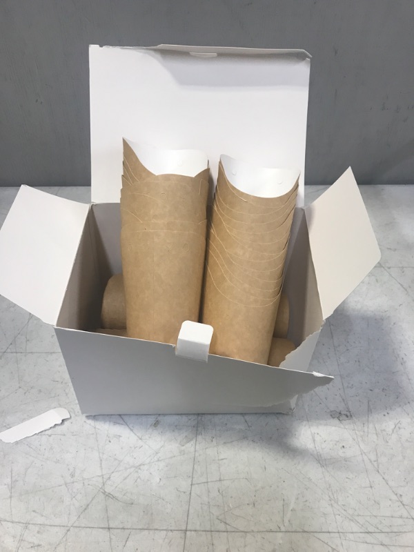 Photo 1 of Quryalop 50 Pcs Kraft French Fries Holders 14oz Charcuterie Cups Disposable Take-out Party Baking Waffle Paper Popcorn Boxes Brown Paper Appetizer Cups 14oz50pcs
