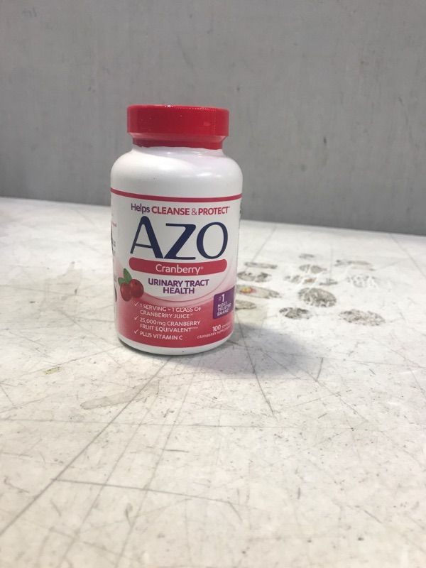 Photo 1 of AZO Cranberry Urinary Tract Health Supplement, 1 Serving = 1 Glass of Cranberry Juice, Sugar Free Cranberry Pills, Non-GMO 100 Softgels 100 Count Exp:02/24