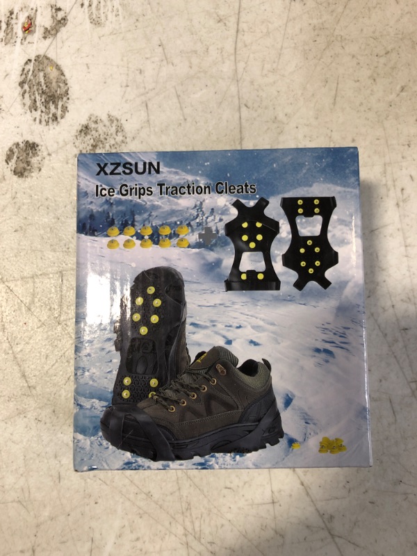 Photo 2 of XZSUN Ice Cleats?Snow Ice Traction Shoe Boot Cleats? Anti Slip 10-Studs Silicone Rubber Crampons for Footwear Large light blue