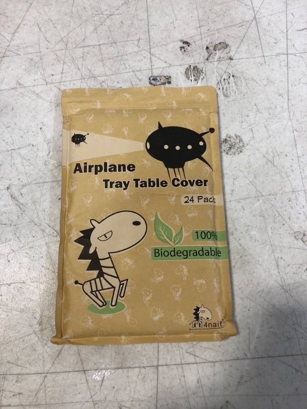 Photo 1 of Airplane Tray Covers Disposable - 24 pack, 26pieces Stickers, Made of Cornstarch, Zipper pouch, Airplane travel essentials kids Toddlers Adults