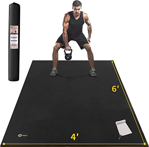 Photo 1 of  Large Exercise Mats for Home Workout, Extra Thick Workout Mats for Home Gym, Gym Mats for Jump Rope, Weights, Cardio, Fitness ?6' x 4' x 7 mm, Shoe-Friendly?