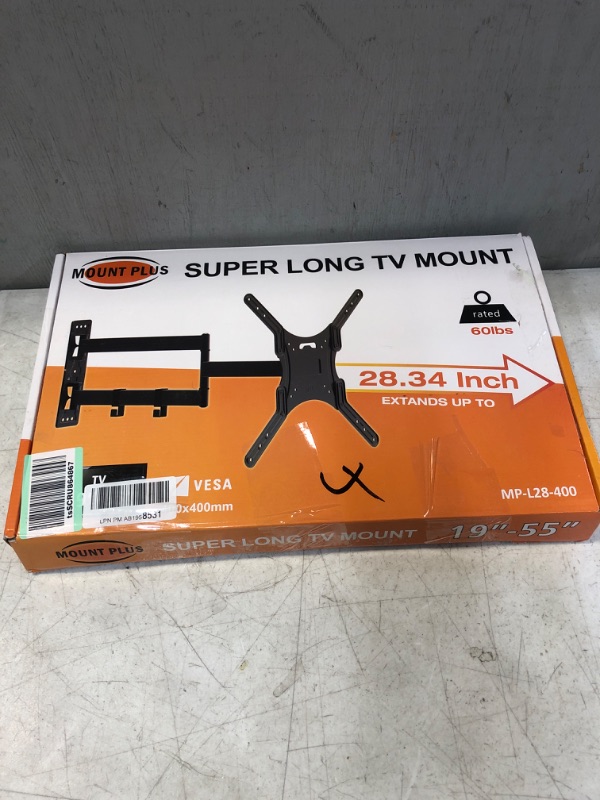 Photo 4 of Mount Plus MP-L28-400 Long Arm Full Motion TV Wall Bracket with 28 inch Extension Articulating Arm | Fits Screen Sizes 23 to 55 Inch | VESA 400x400mm Compatible (28" Extension 19" to 55" TV) 28" Extension Single Stud 19" to 55" TV