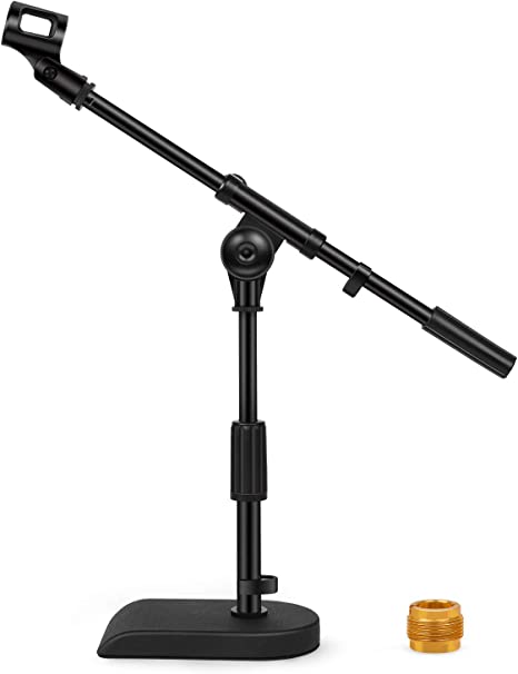 Photo 1 of InnoGear Adjustable Desk Microphone Stand, Weighted Base with Soft Grip Twist Clutch, Boom Arm, 3/8" and 5/8" Threaded Mounts for Blue Yeti and Blue Snowball, Kick Drums, Guitar Amps