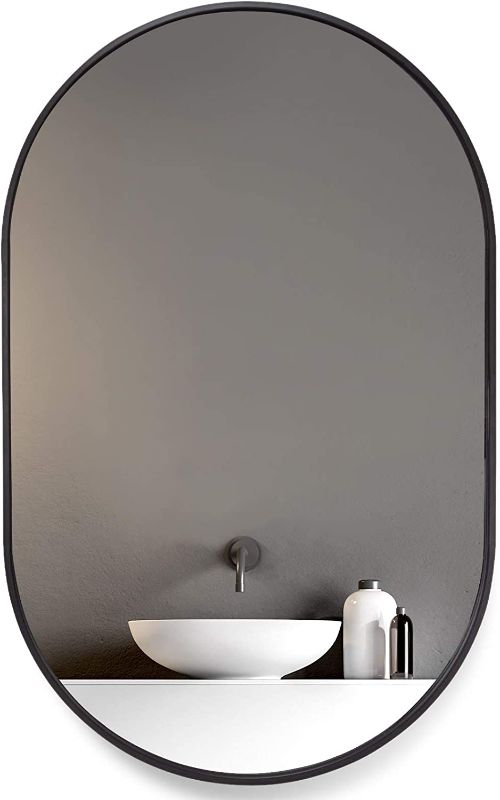 Photo 1 of  Oval Wall Mirror, 24x36 Oval Black Bathroom Mirrors, Wall Mounted Mirror, Oval Vanity Mirror Metal Frame, Vertical & Horizontal Hang, Ideal for Bathroom, Bedroom, Living Room, Entryway