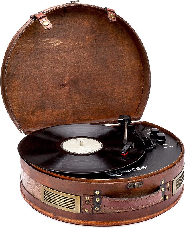 Photo 1 of ClearClick Vintage Suitcase Turntable with Bluetooth & USB - Classic Wooden Retro Style  -- FACTORY SEALED --
 