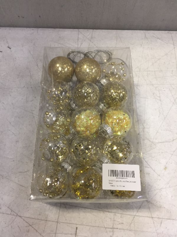 Photo 2 of 30 PCS Christmas Ball Ornaments, 2.36 Inch Gold Shatterproof Plastic Christmas Balls Clear Large Christmas Hanging Ornaments Xmas Hanging Balls for Christmas Tree Decoration Holiday Party Supplies