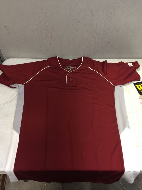 Photo 2 of WILSON Sporting Goods Double Bar Mesh 2-Button Jersey Small Cardinal