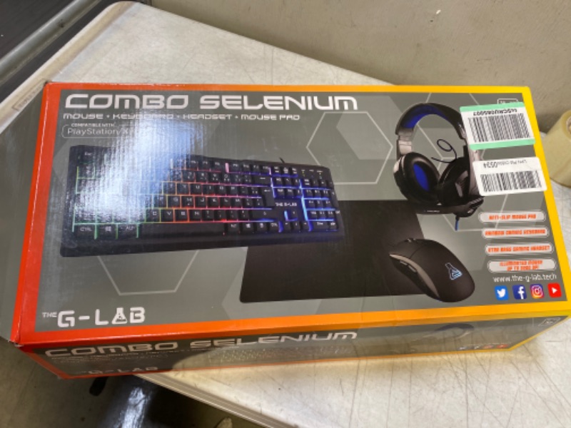 Photo 3 of G-LAB Combo Selenium - 4 in 1 Gaming Set - Backlit QWERTY Gaming Keyboard, 3200 DPI Gaming Mouse, Headset Gaming, Non-Slip Mouse Pad – Gamer Pack Compatible with PC/PS4/PS5/Xbox One/Xbox Series X